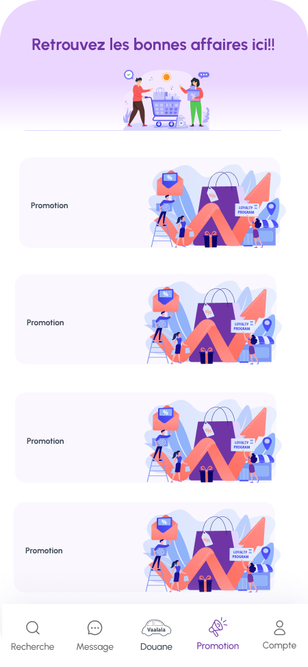Mock Up de l'application Vaalala